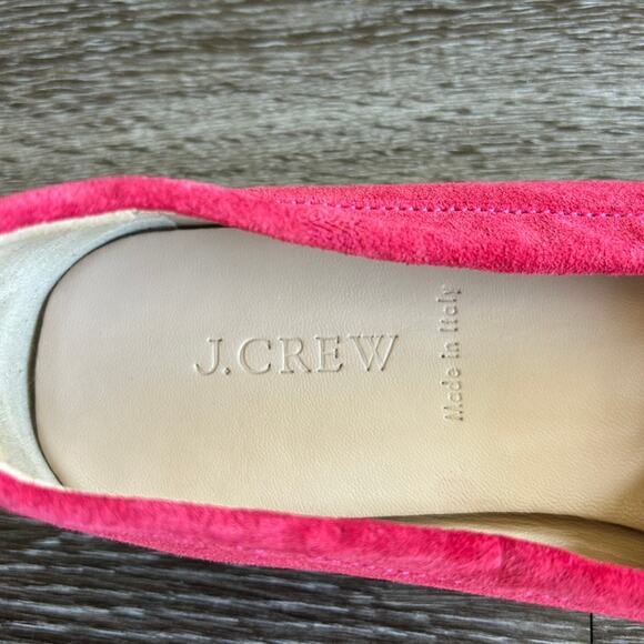 EUC J.Crew James Suede Loafers Soft Fuchsia Size 8 Italy Made Leather Red Shoe - Picture 8 of 16
